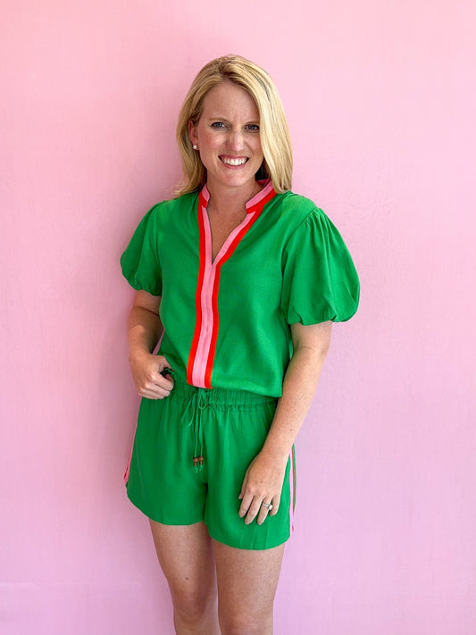 Kellie Short Pink & Orange Side Stripes