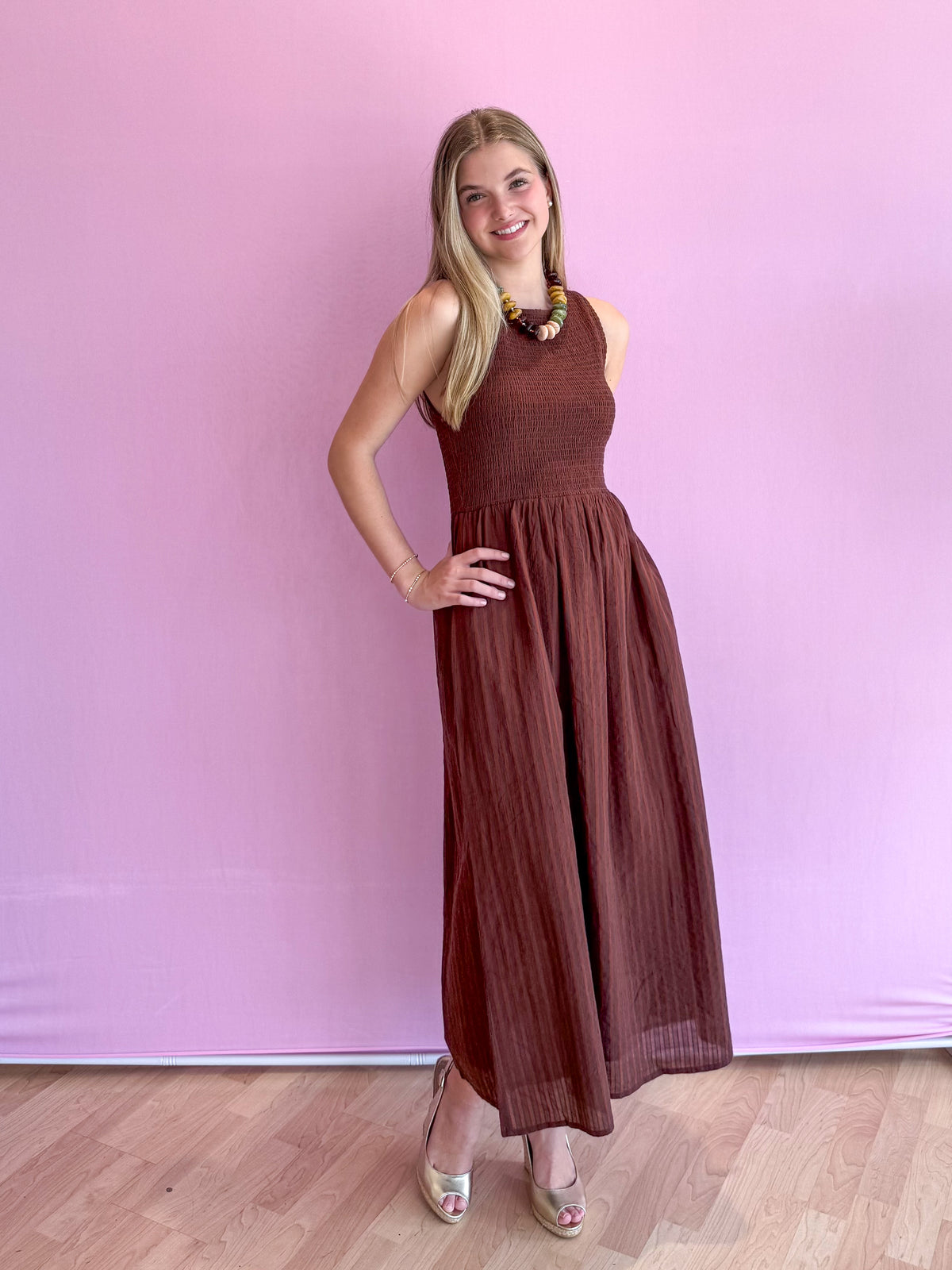 Tatum Striped Smock Midi Dress