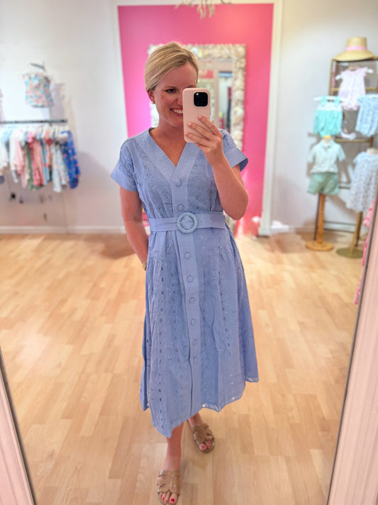Andrea Dress Blue Lily Eyelet