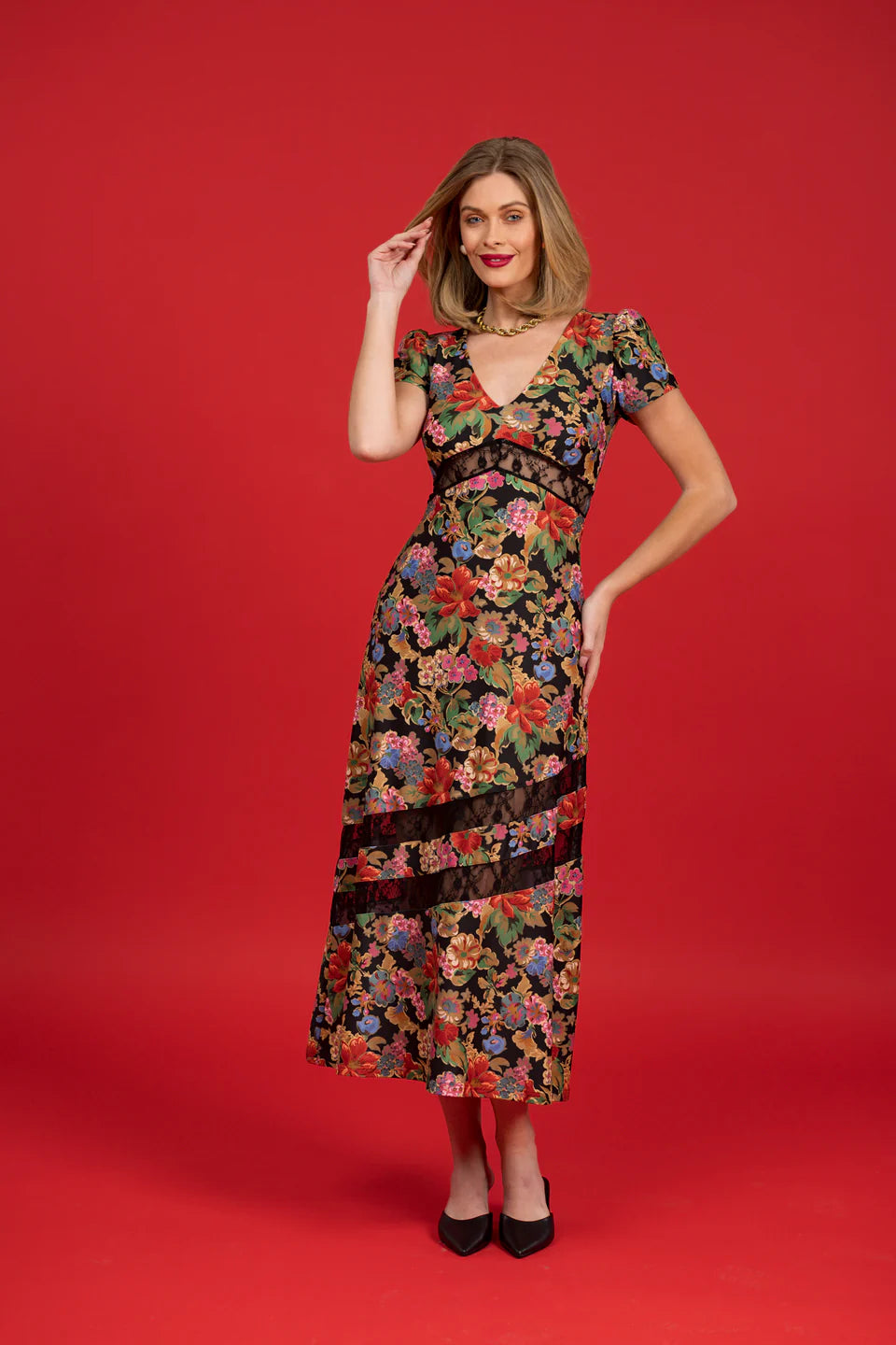 Octavia Dress Midnight Petals