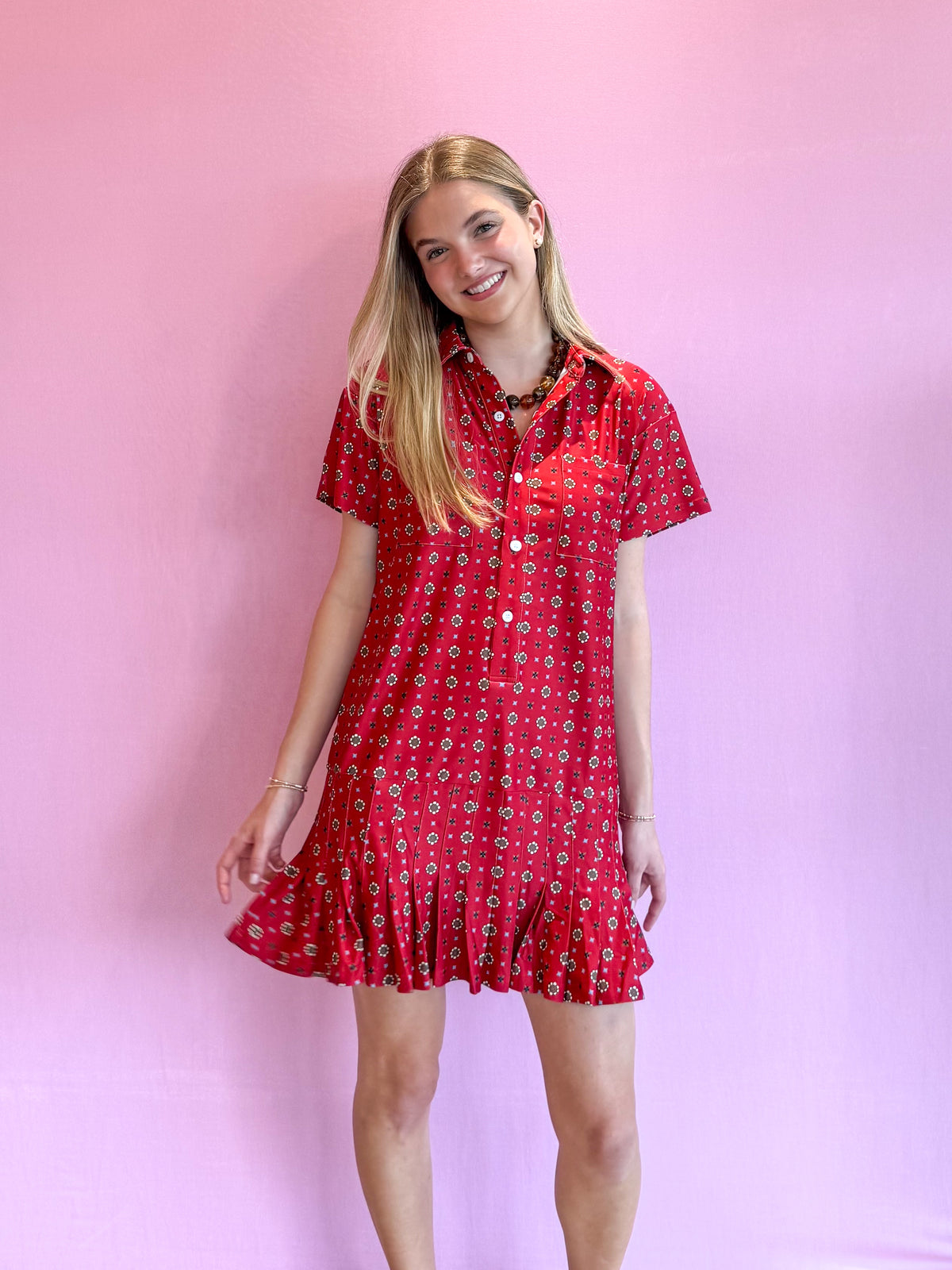 Aspen Dress Cherry Scarf Dot