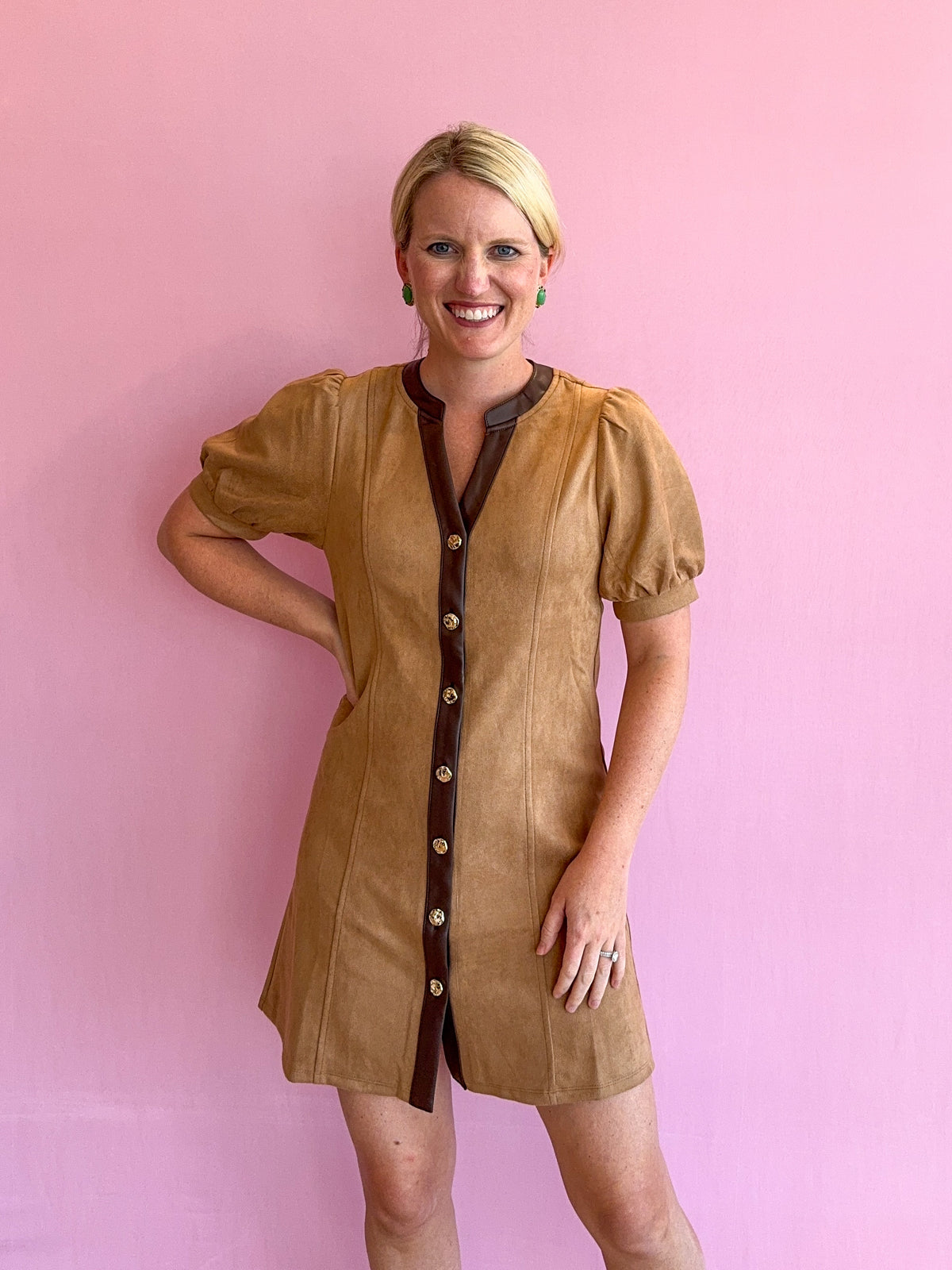 Meredith Two Tone Suede Dress