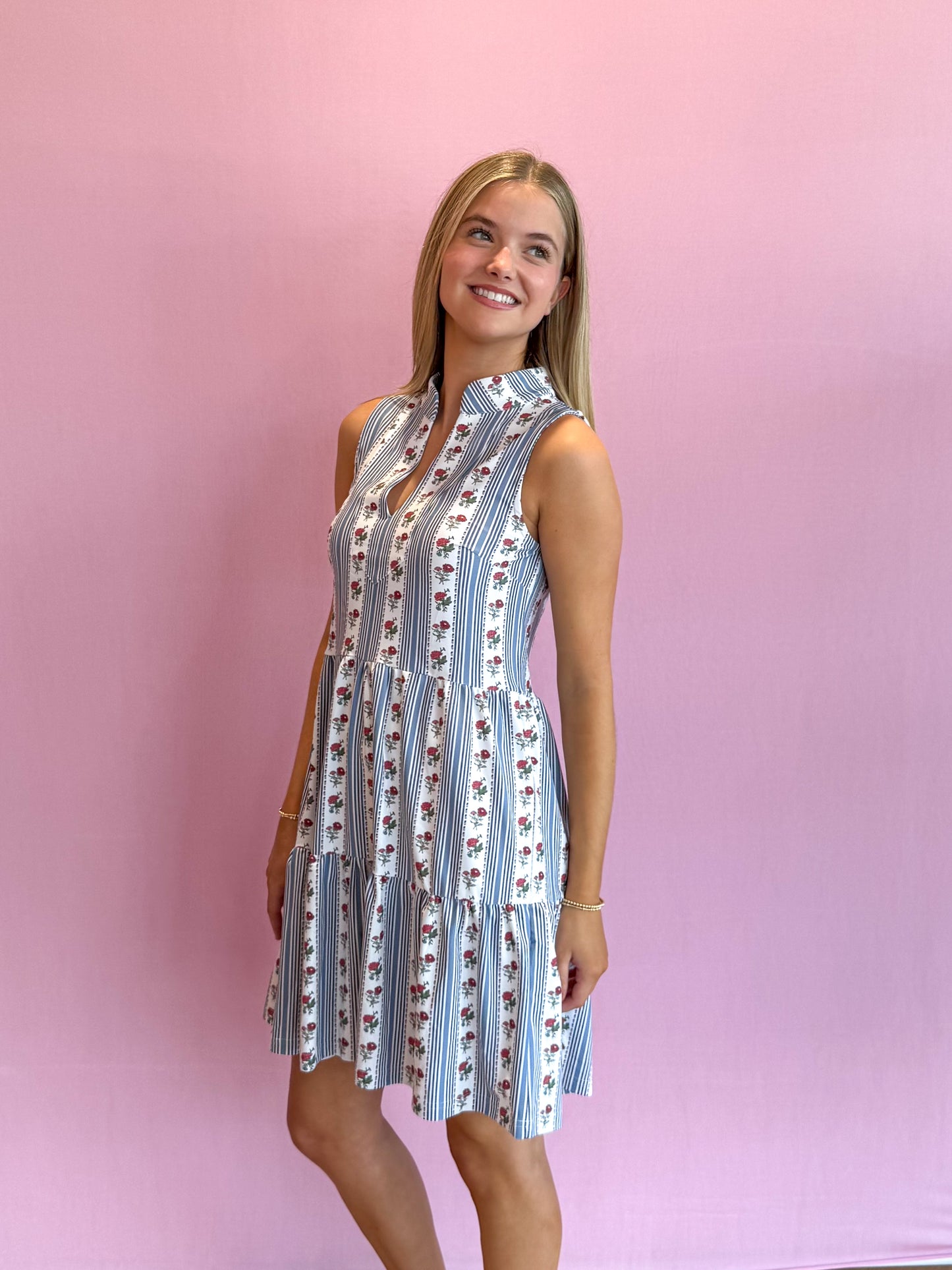 Tatum Dress Field Flower Stripe