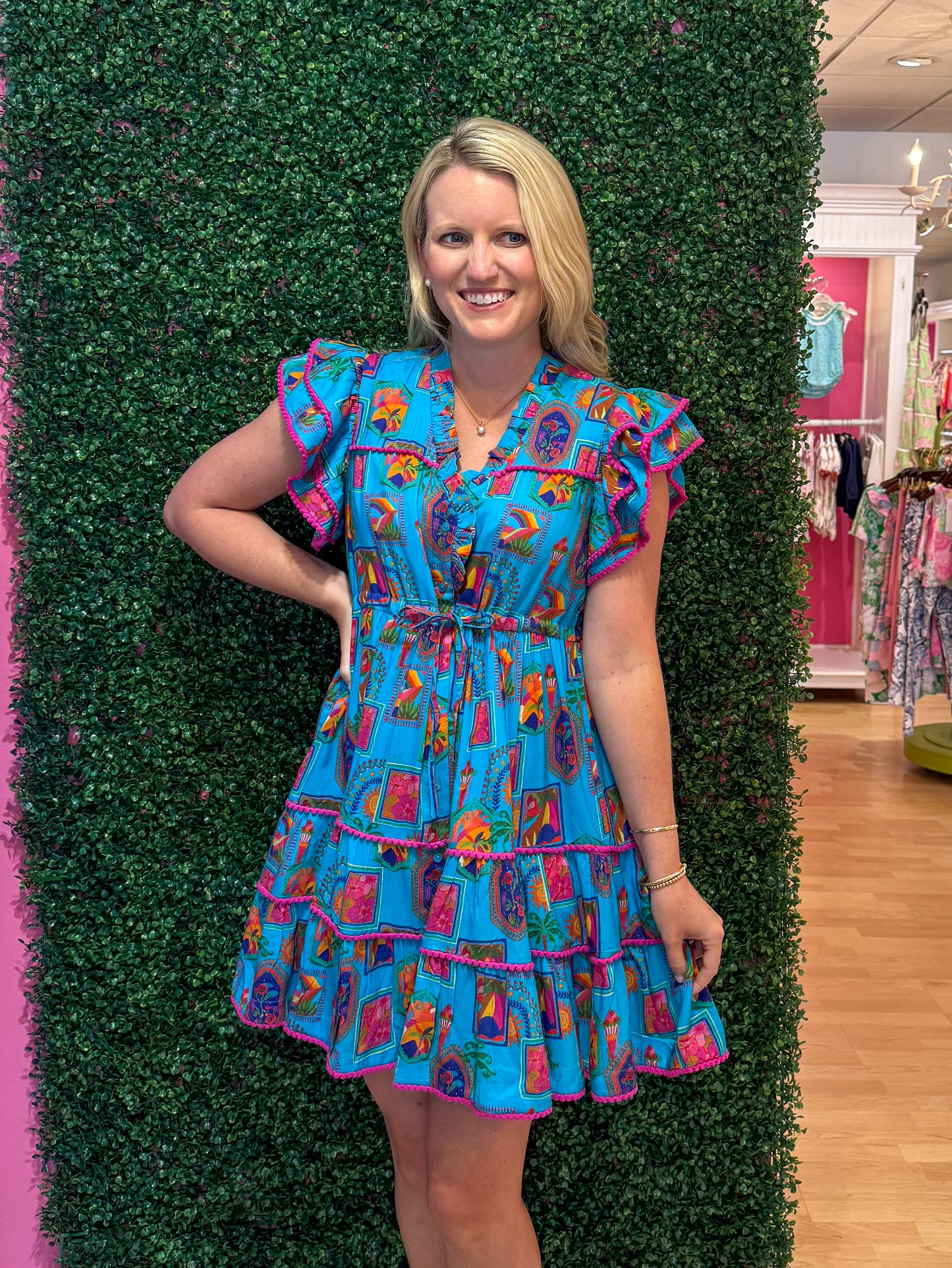 Abby Mini Dress Turquoise