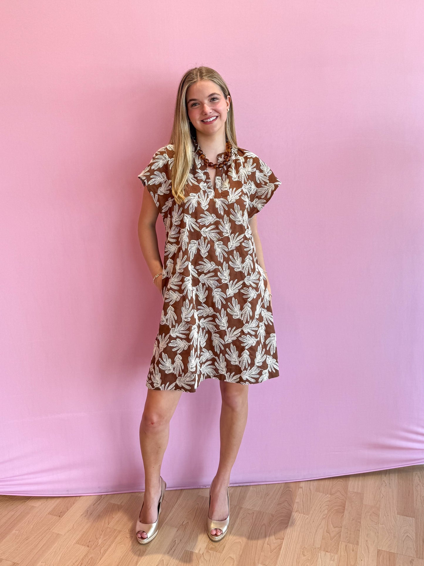 Brielle Embroidered Leaf Dress