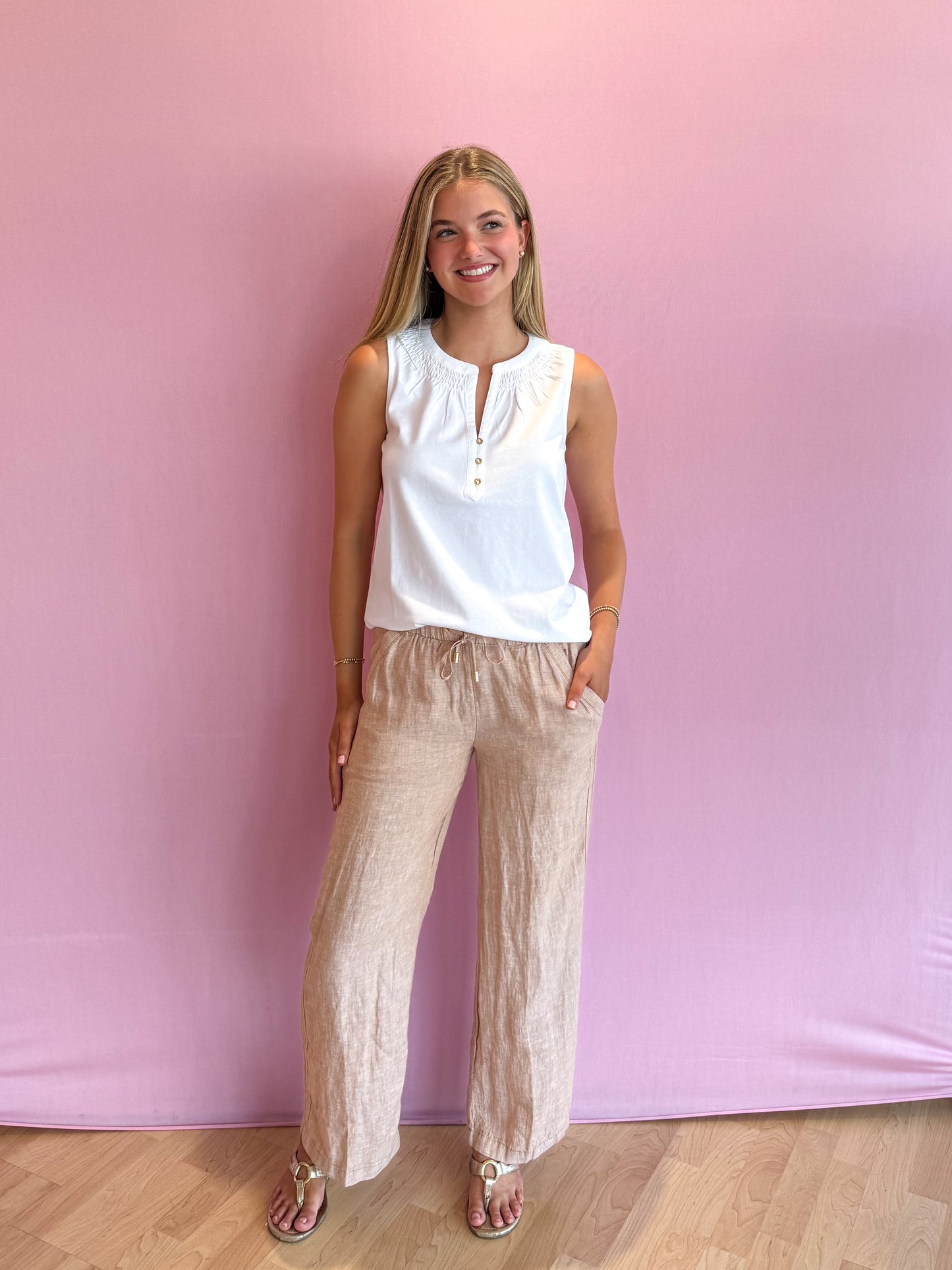 Brawley Linen Crop Pant Iced Latte