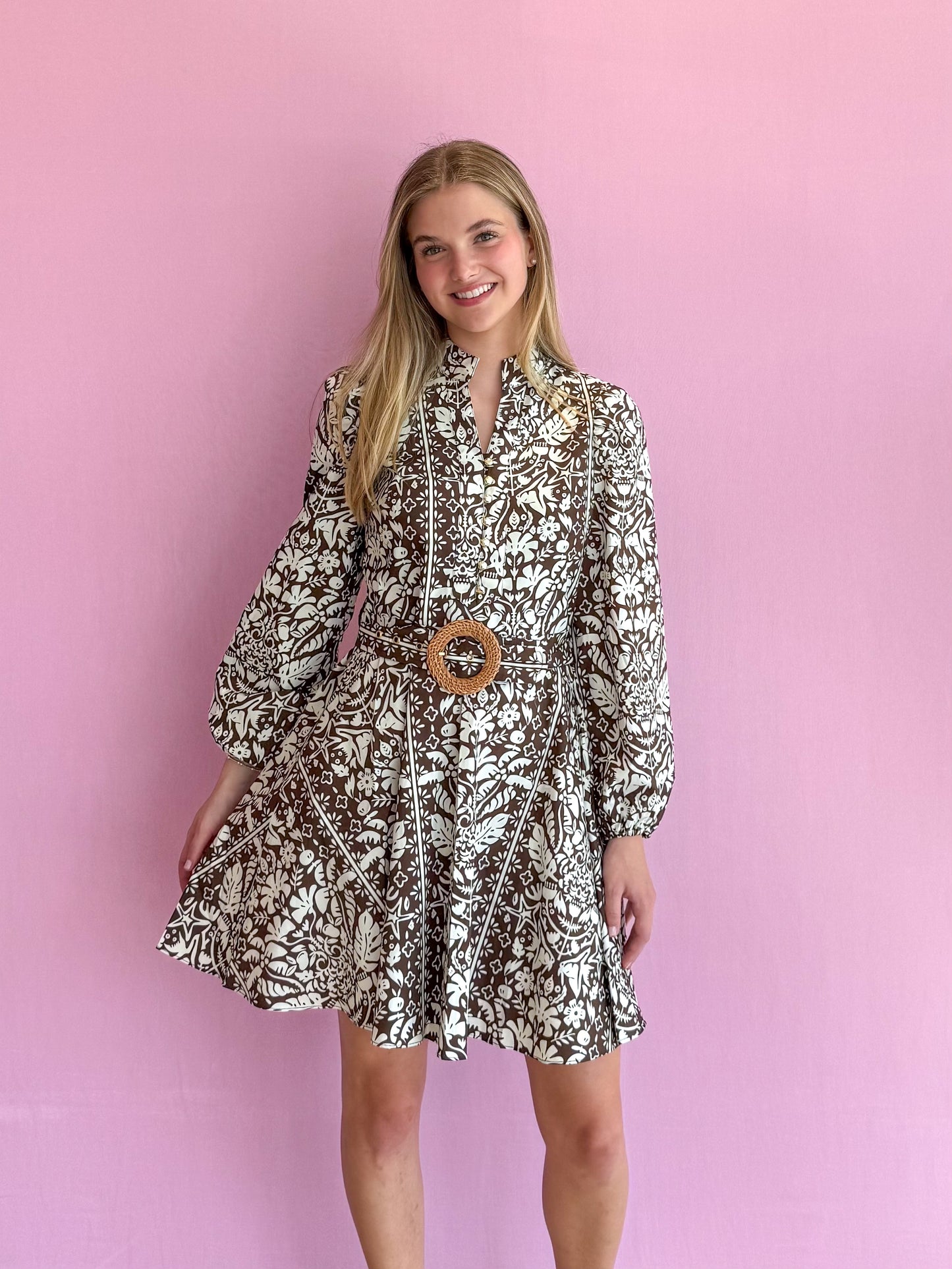 Ashley Tropical Block Printed Dress