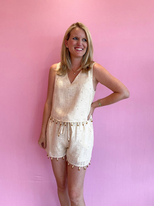 Natalie Wood Bead Embroidered Shorts
