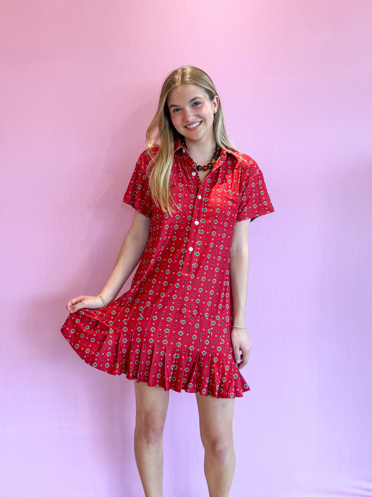 Aspen Dress Cherry Scarf Dot