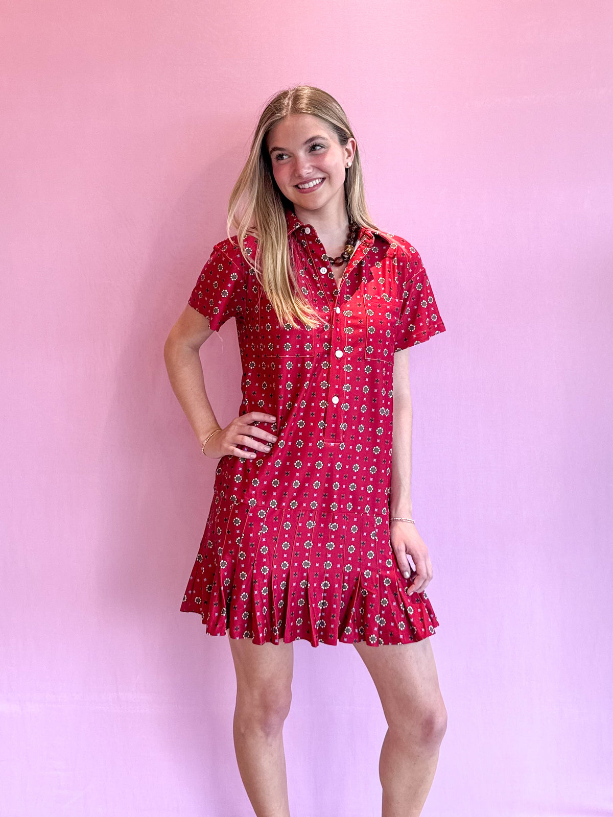 Aspen Dress Cherry Scarf Dot