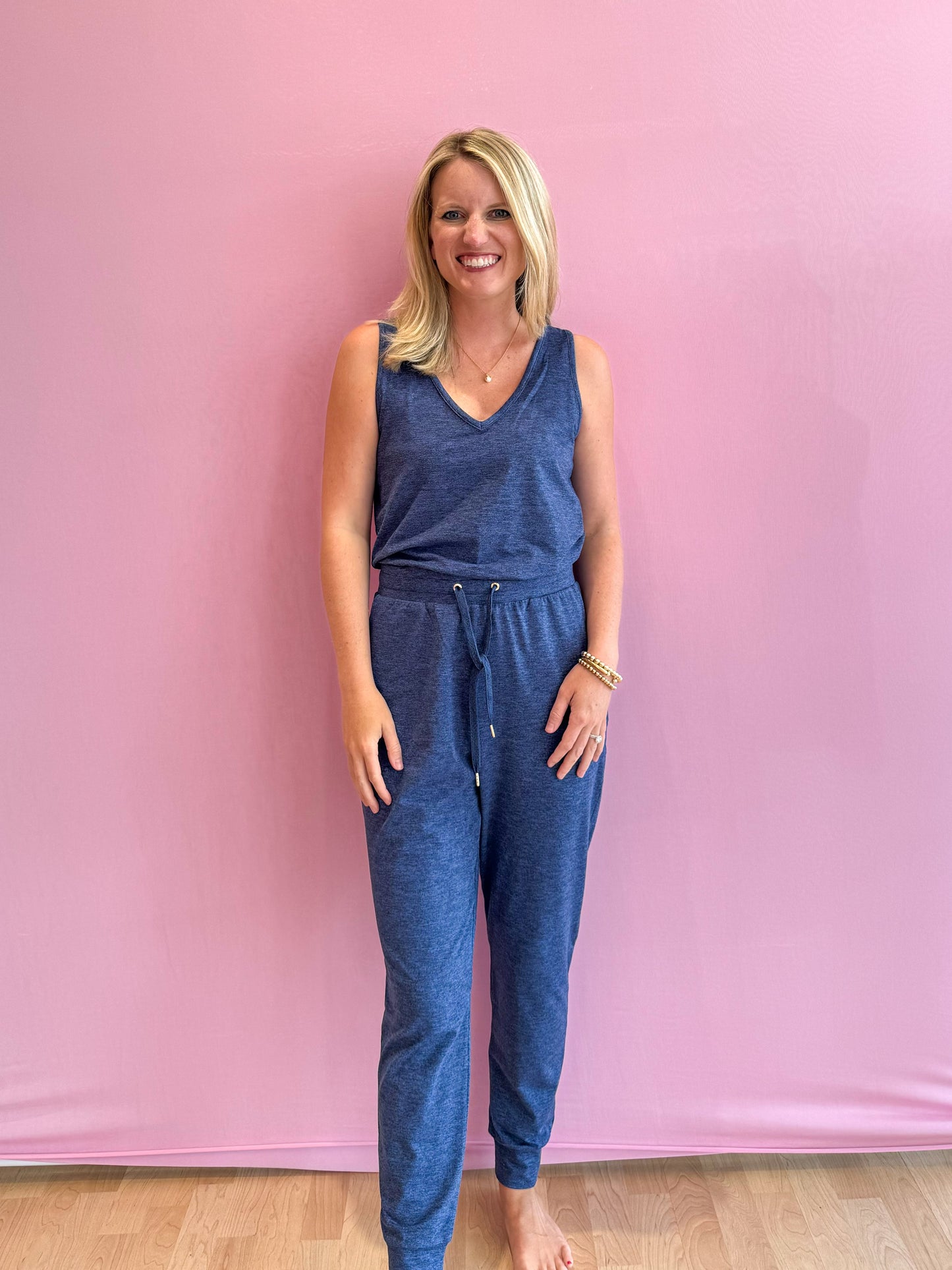 Maisie UPF 50+ Jumpsuit Heathered Med Blue