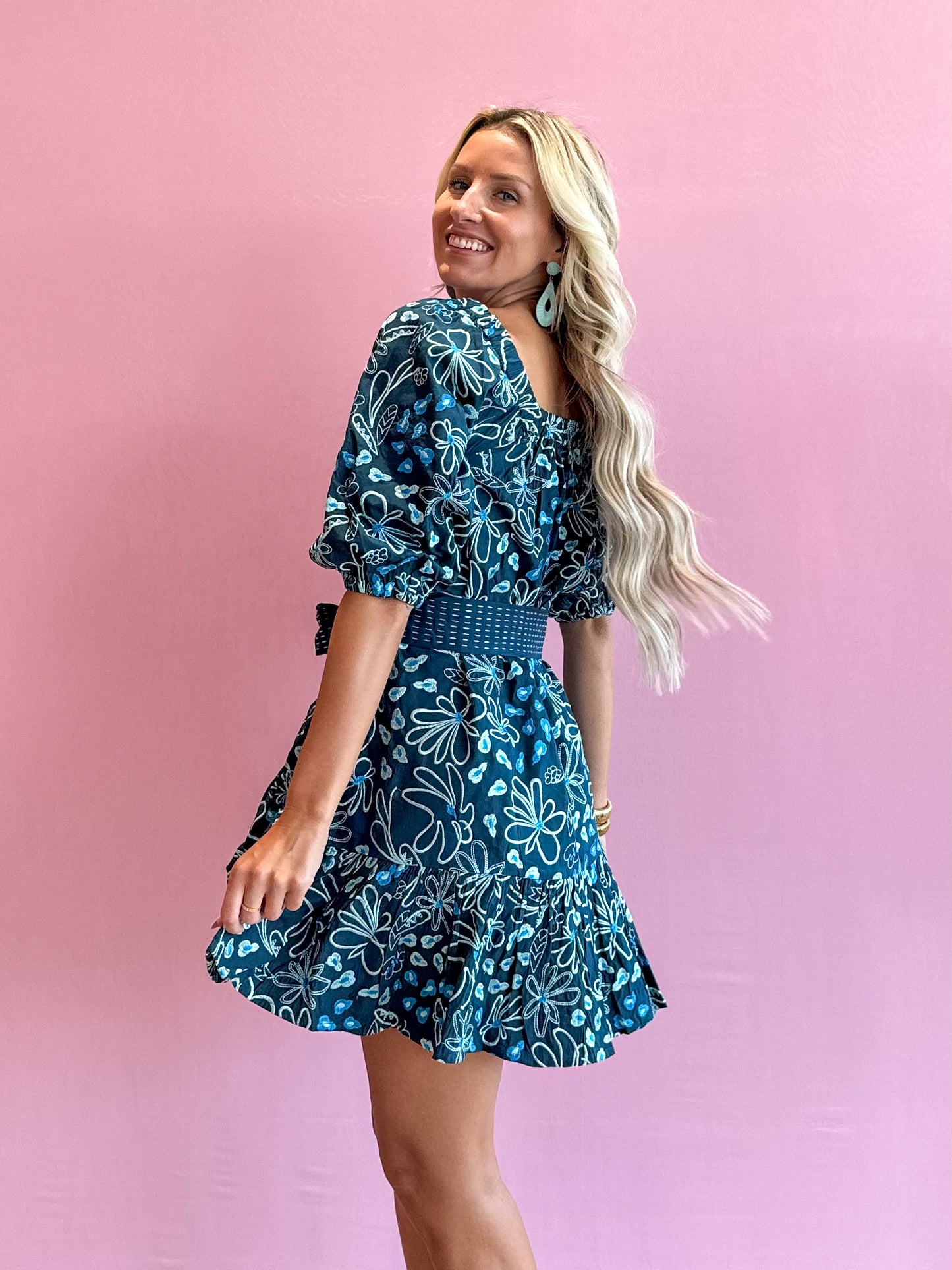 Karissa Dress Teal Daisy