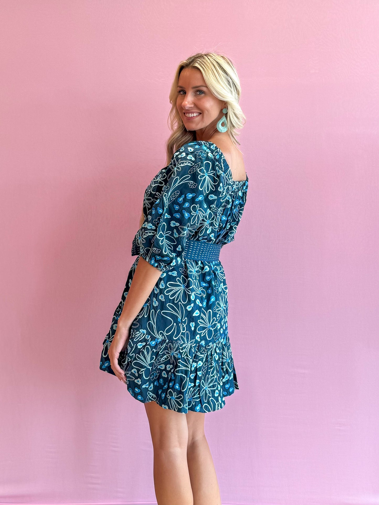 Karissa Dress Teal Daisy