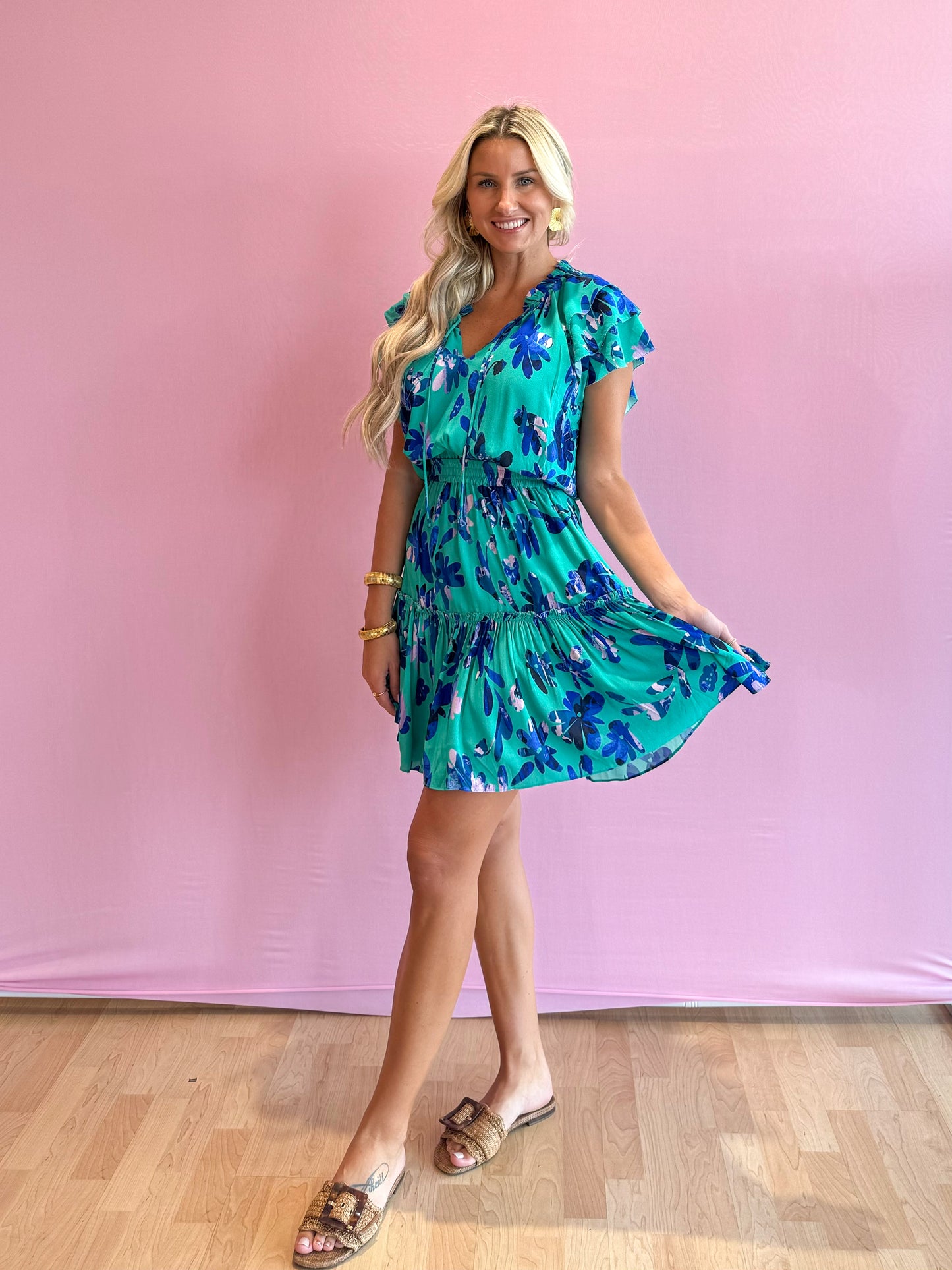 Victoria Dress Floral Jade