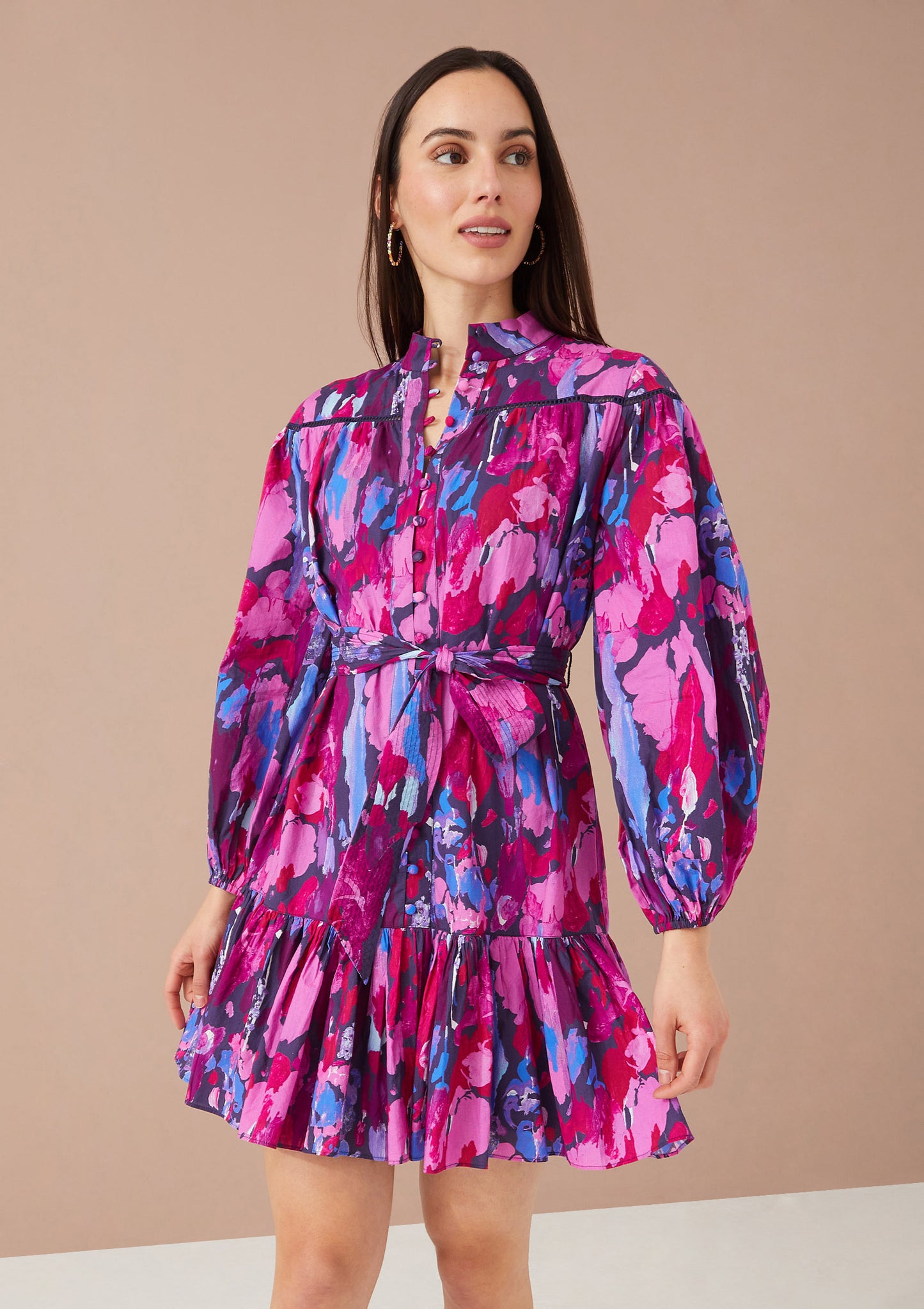 Lori Dress Magenta Paint Burst