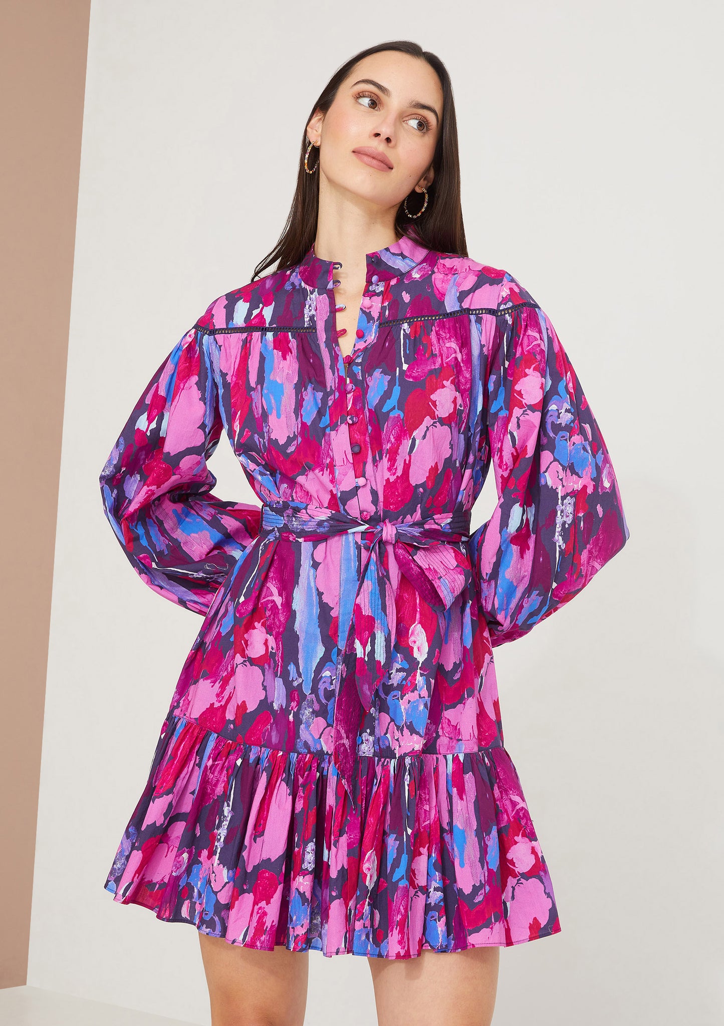 Lori Dress Magenta Paint Burst