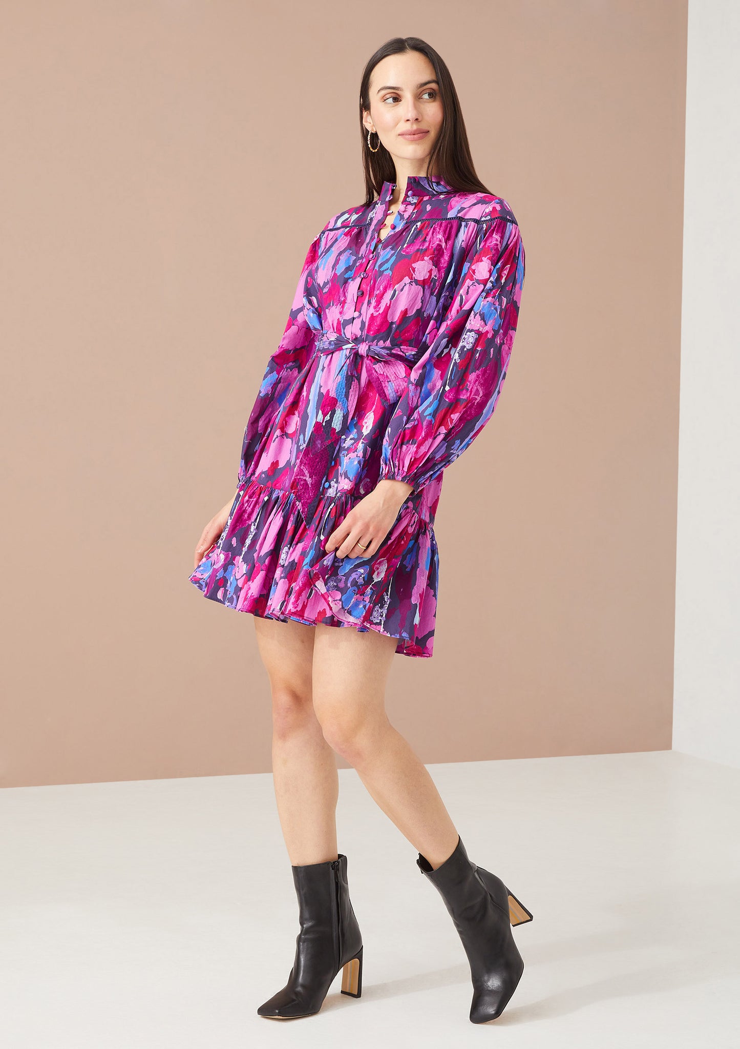 Lori Dress Magenta Paint Burst