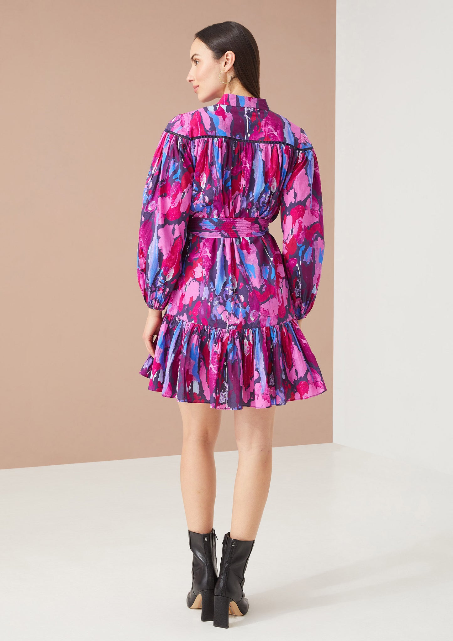 Lori Dress Magenta Paint Burst