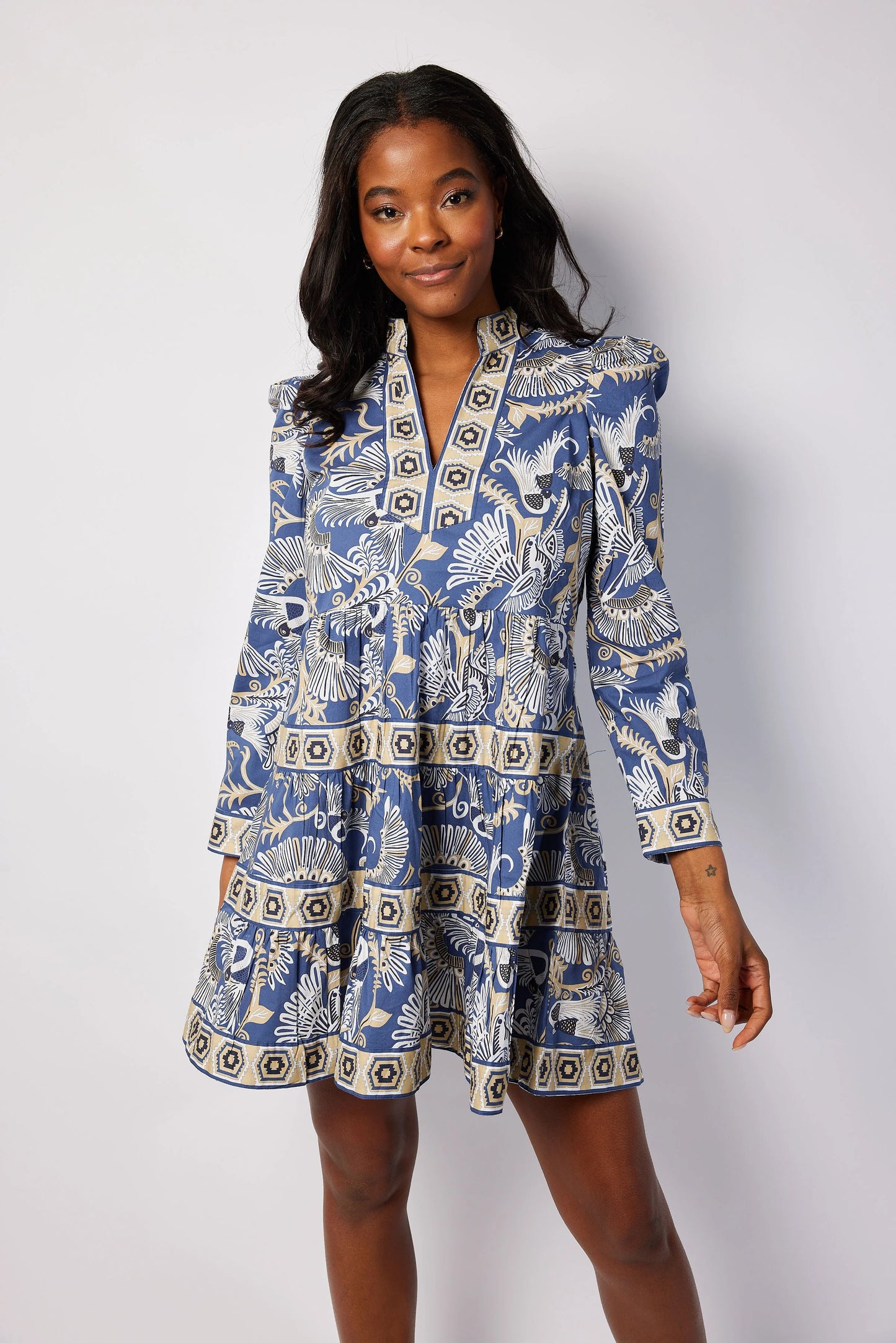 Tunic Flare Dress Birds of Paradise Print