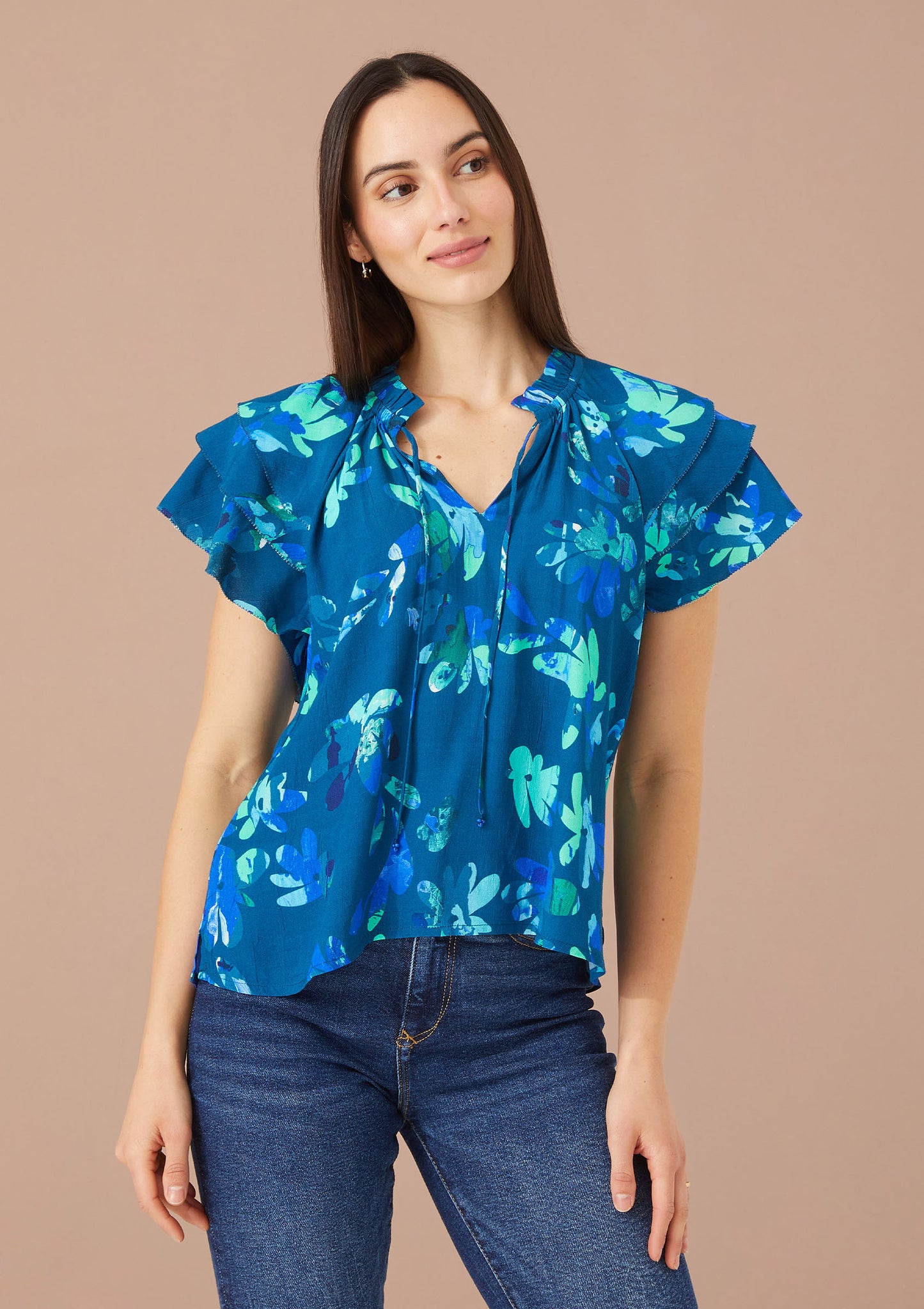 Veronica Top Navy Floral