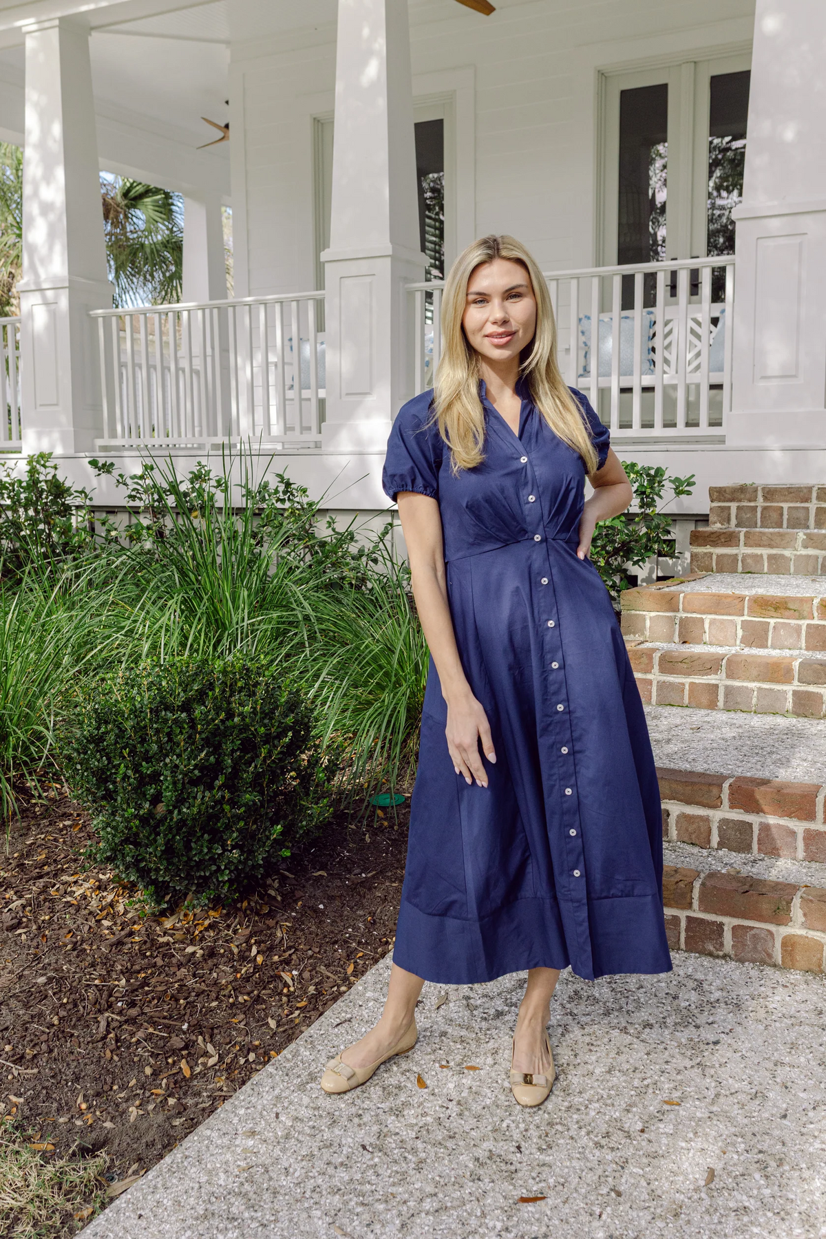 Abby Tie Waist Dress Navy