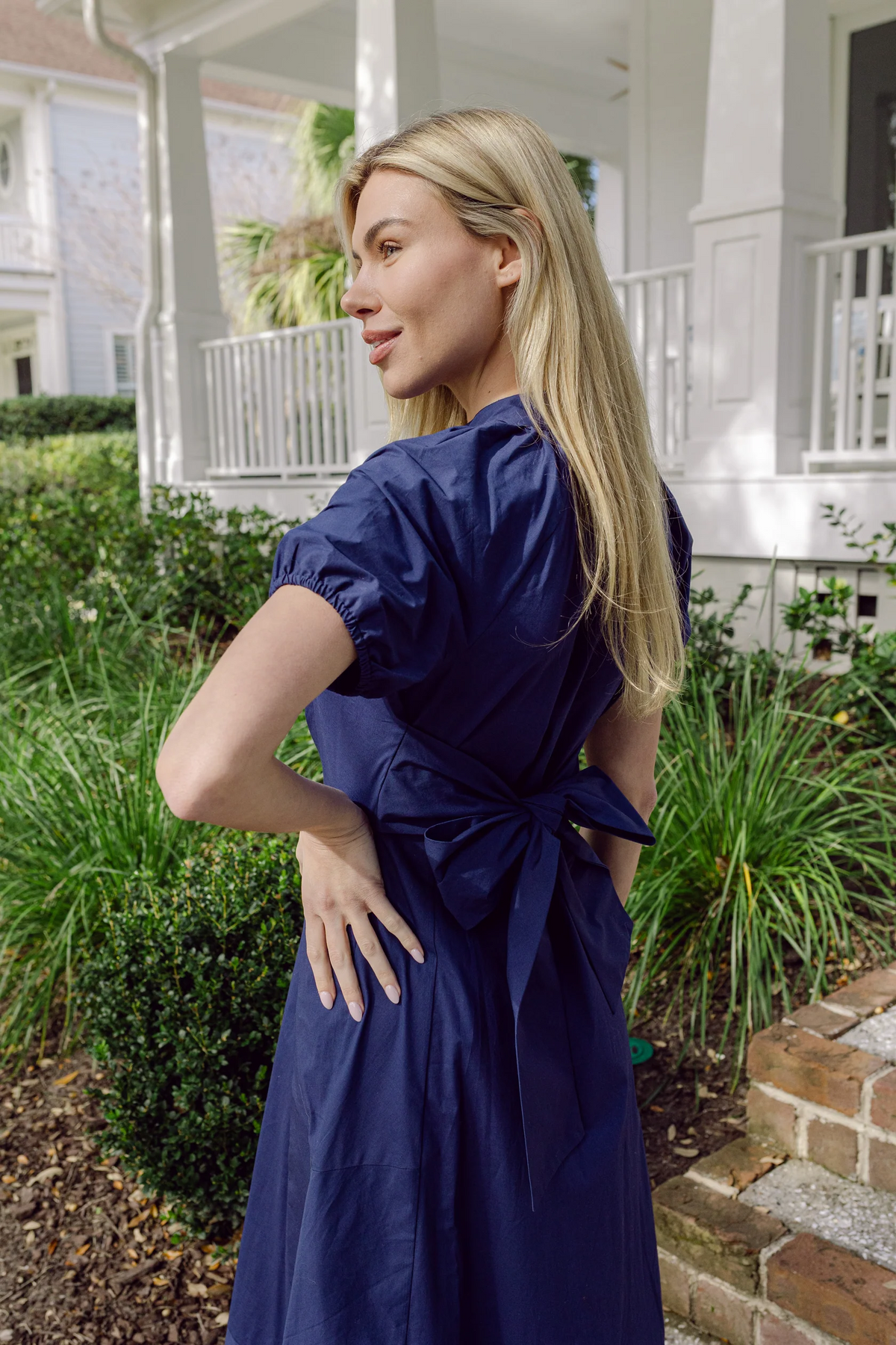 Abby Tie Waist Dress Navy