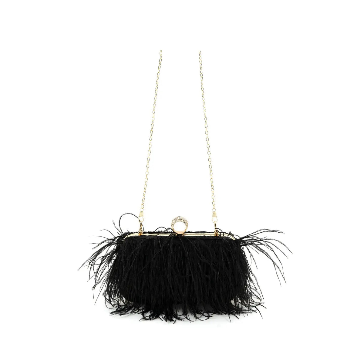 Feathers Black Evening Clutch