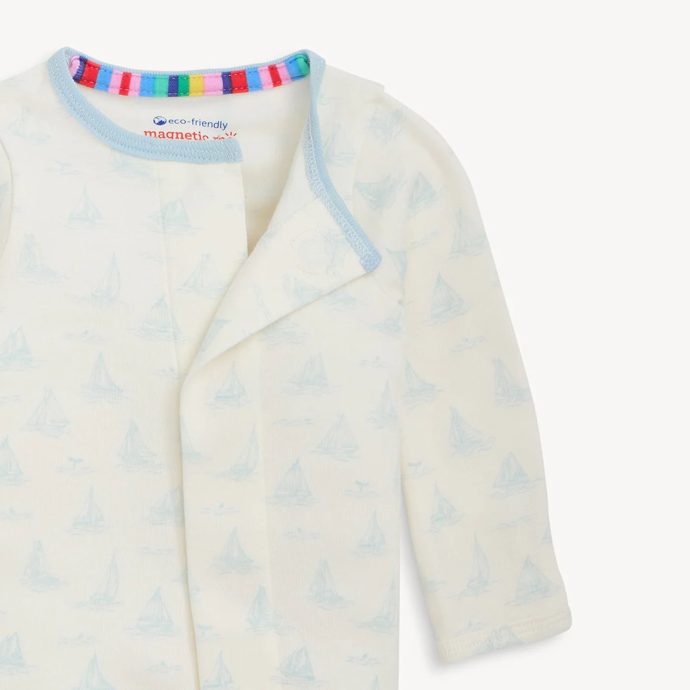 Tiny Tides Blue Organic Cotton Magnetic Footie