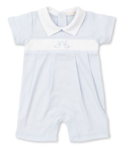 Short Play Suit Light Blue with Embroidered Bunnies